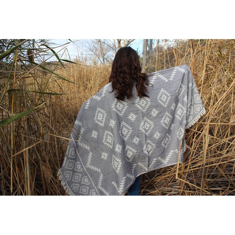 Bersuse 100% Cotton - Teotihuacan Turkish Towel - Silver Grey