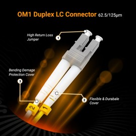 NewYork Cables Fiber Patch Cable | LC to SC Multimode Duplex OM1 62.5/125 Jumper Cord | 10M (32.8ft) 10gb Fiber Optic Cable (Orange)