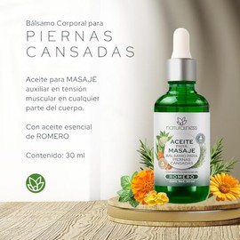 Naturalness Bálsamo Corporal para Masaje Terapéutico Piernas Cansadas 30 ml – Mentol y Alcanfor con aceite esencial de Romero, Sensación de Bienestar 