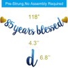 85 Years Blessed Banner, Pre-Strung, Blue Glitter Paper Garlands for