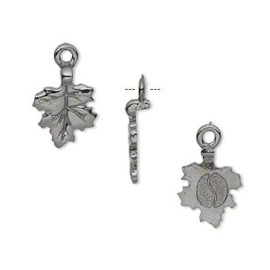 Platinum Bail, 4 Gunmetal Plated Pewter 17x11mm Earring Style Glue-on Leaf Base Bails *