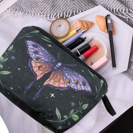 Pebarmnt Cute Animal Lovers Gifts Butterfly Cosmetic Bag Makeup Pouch with Zipper (purple butterfly)