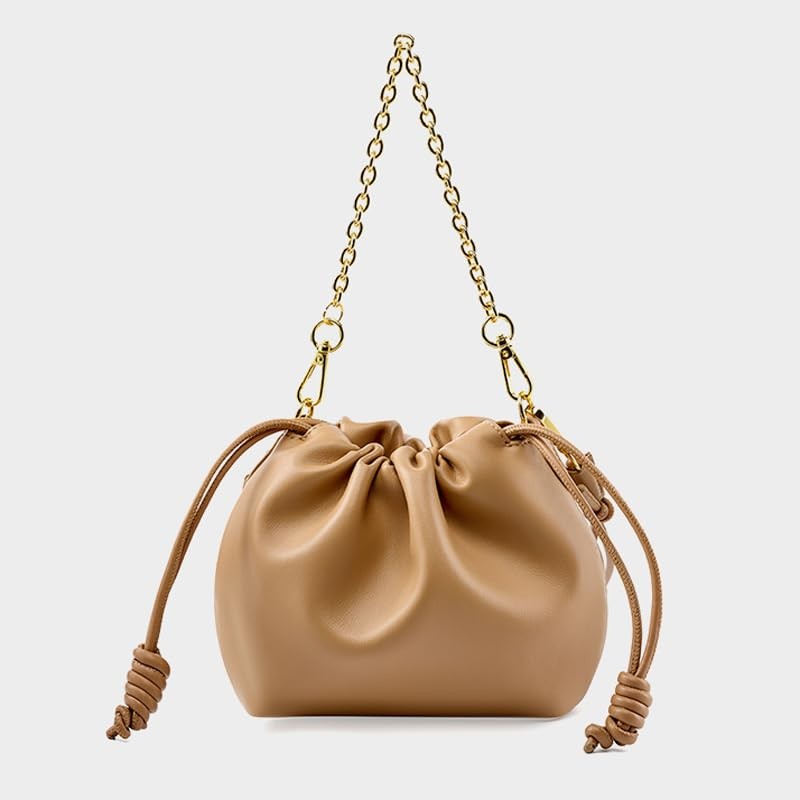 Yocipa Genuine Leather Drawstring Shoulder Bag, Women's, Crossbody Leather, Mini