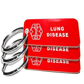 My Identity Doctor - 3 Pre-Engraved Lung Disease Plastic Medical Alert ID Keychains, Small 2.25 x .79 Inch