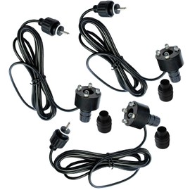 Set of 3 LED source stone lighting, warm white, 12 V AC, replacement lighting for fountains and water features, without power supply, 2 m cable, double pin standard plug, including 1/2 inch and 3/4 inch hose connections