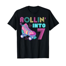 Rolling Into 7 Birthday Party Roller Skating Cute Girl Skate T-Shirt