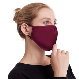 Cozzi Crafts Cloth Face Mask Washable, 3 Layers Burgundy (1 PK), Adjustable Comfort Loops & Nose Wire, Reusable
