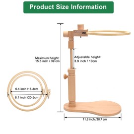 Rotated Adjustable Embroidery Frame Stand, Pletpet Embroidery Hoop Stand Desk Clamp with 2Pcs Embroidery Hoop 7.9 in+6.5 in - for Arts Crafts Sewing Needlework Embroidery Supplies