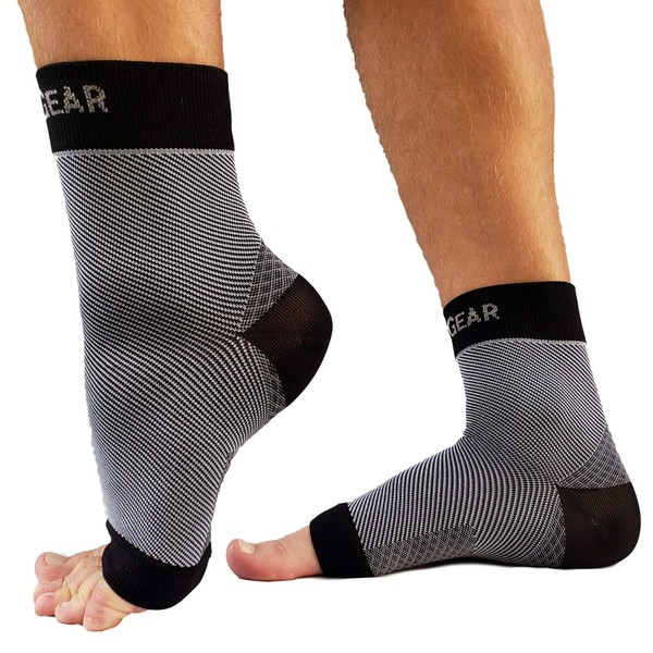 RiptGear Plantar Fasciitis Socks for Women and Men - Ankle Brace with Arch Support - Ankle Compression Sleeve to Reduce Swelling for Foot Pain Relief - (X-Large) (Black)