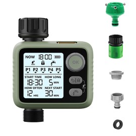 Shibaya Automatic Sprinkler Timer Eligible Invoice ok Watering Hose Plant Irrigation System Irrigation System Water Supply House Plants Water Timer with 5 Programmable Steps Rain Delay/Manual