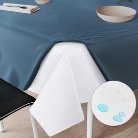 Moonsea 2 Pack Waterproof Table Protector (60x102 Inches), Reusable Table Pad, Table Protector Pad for Dining Table, Washable Fabric Table Top Protector, White