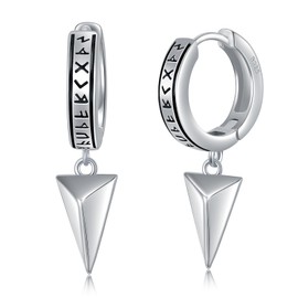 ROMANTICWORK Viking Earrings 925 Sterling Silver Viking Earrings Nordic Viking Jewellery Gifts for Men, Sterling Silver, No Gemstone