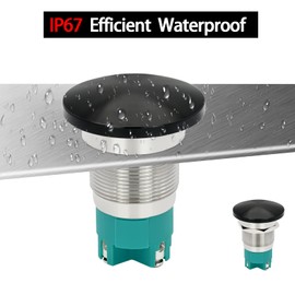 ZJWZJH 10 Amp 22mm 7/8'' Latching Mushroom Head Push Button Switch Black Waterproof DC12V 24V 120V 250VAC 2NO DPST Stainless Steel 4 Screw Terminals