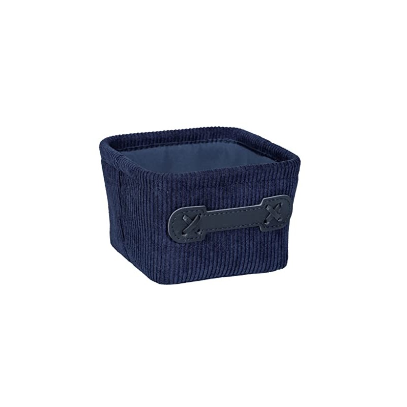 WENKO Anela Bathroom Basket Dark Blue Square Storage Basket