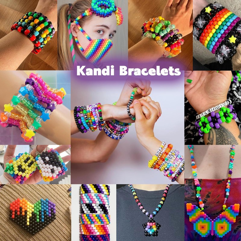 Pizooro 5 Boxes Pony Beads Bracelet Making Kit,3700 Pcs Kandi