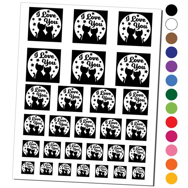 I Love You Moon and Stars Cats Temporary Tattoo Water