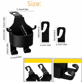 Multifunctional Hook for Car Seat Back, KLHCDUO 2 in 1 Car Seat Headrest Cup Holder with Hooks,Multifunctional Seat Cup Holder Hook for Car,Back Seat Cup Holder(2Pcs)