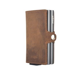 Mogdi Nano Mini Duo Premium Men's Wallet RFID Protection Card Case Business Wallet Finest A++ Genuine Leather Grey