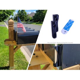 Generic Stick Flag Mounting Bracket - 2 Pack - Fits 5/16" Wooden Flags - Removable Adhesive Strip or Screw Mount (White)