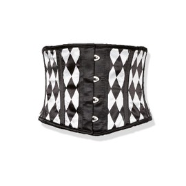Lavish Black & White Diamond Waist Cincher Corset (Small)