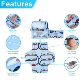 MiniDappers Baby Portable Changing Pad Travel, Waterproof Diaper Changing Mat with Shoulder Strap, Lightweight & Foldable Changing Station, Newborn Changing Mat, Baby Bag Registry Baby Shower Gifts