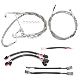 Prewired 2017-2020 Touring Extended 16" Handlebar Cables Set NO ABS Clutch Cable & Brake Line Extension for 2017-2020 Harley Road King/Electra Glide/Street Glide/Road Glide NO ABS, Chrome