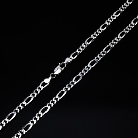 Treasure Bay Mens Solid 925 Sterling Silver Chain Bracelet - 5mm Figaro Chain Length 17.5cm, 18.5cm, 19.5cm, 21cm and 22cm (17.5)