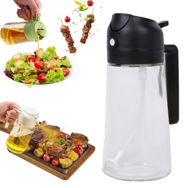 17oz Oil Dispenser Bottle for Kitchen -2 In 1 Oil Dispenser and Oil Sprayer, Oil Sprayer for Cooking, Food-grade Oil Mister Spray Bottle, Olive Oil Dispenser Bottle Spray And Pour (Black)