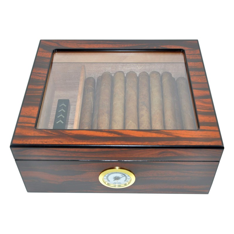 DUCIHBA Cigar Humidors Storage 25-50 Cuba Cigars Case, Tempered Glass