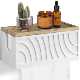 Wall Mount Paper Towel Dispenser, Trifold Hand Paper Towel Holder Dispenser Folded Paper Towel Holder with Lid,Wood Hand Towel Holder Paper Towel Dispenser for Commercial C-Fold, Z-Fold