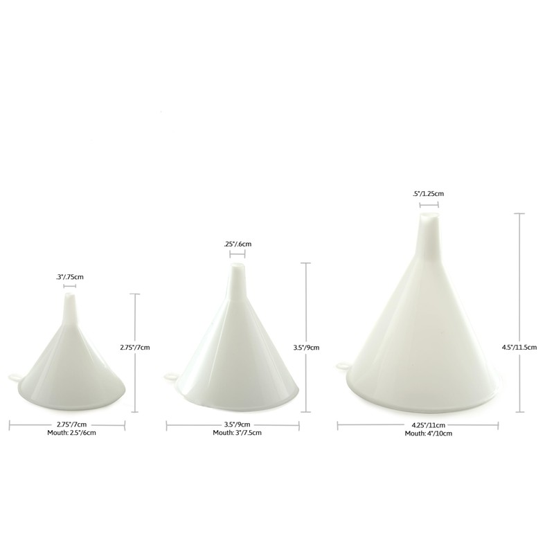 Norpro Plastic Funnel, Set of 3, Set of Three, White
