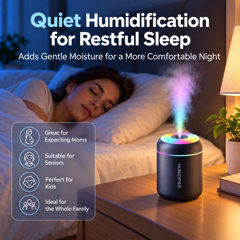 Mini USB Humidifier for Home & Car – 180ml Ultrasonic