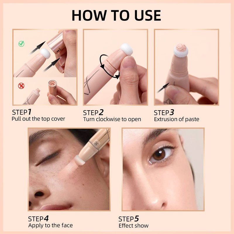 Full Coverage Foundation, Liquid Mat Foundation with Cushion Applicator, Waterproof