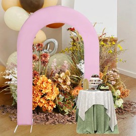 HAINARverS 7.2FT Wedding Open Arch Cover Spandex Fitted Stretchy Arch Stand Covers,U-Shaped 2-Sided Chiara Backdrop Cover for Party Birthday Ceremony Baby Shower Banquet Arch Decoration(Pink)