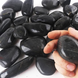 2LB 2"-3" Black Rocks for Plants, Polished Black Pebbles Stones for Garden Landscaping, Planters,Aquarium,Vase fillers, Indoor & Outdoor Decor