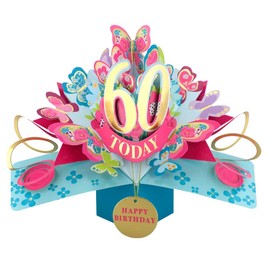 60 Today Happy 60th Birthday Pop-Up Greeting Card Love Kate's Pop Up Cards Her Design POP236MC60