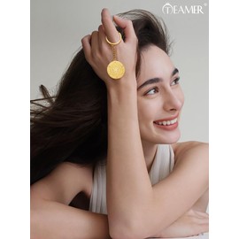 TEAMER Hecate Wheel Keychain Stainless Steel Hecate Wheel Keyring Wiccan Wheel of the Hecate Goddesses Amulet Jewelry for Women, gold