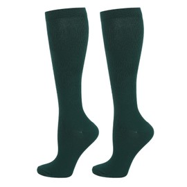 Cheeroyal 2 Pairs Compression Socks for Women Men Circulation-Best Support for Nurses,Running,Athletic,Travel (US, Alpha, Small, Large, Regular, Regular, S-M, Deep Green)