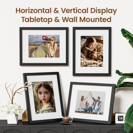 Heimlove 8.5x11 Picture Frame, Black Photo Frame with HD Plexiglass, Display Pictures 6x8 with Mat or 8.5 x 11 Without Mat, Document Frames Collage for Tabletop or Wall Display Decoration