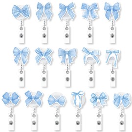 BkeeCten 16Pcs Blue Bow Waterproof ID Cruise Ship Cards Badge Holder Office