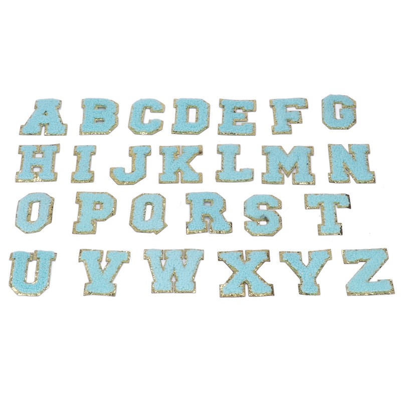 26 Pcs Iron On Letters A to Z Blue Letters
