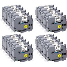 Hehua Tze Tz Tape 18mm 0.7 Laminated White Tape Compatible for Brother TZe-241 TZe241 TZ241 TZ-241 Label Maker Tape 18mm 0.7 White for Ptouch PT-D400 PT-D600 PTD600vp, 3/4 inch Black on White, 20 Pack