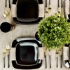 Black Gold Rim Square Organic Plastic Tray - 14" (Pack