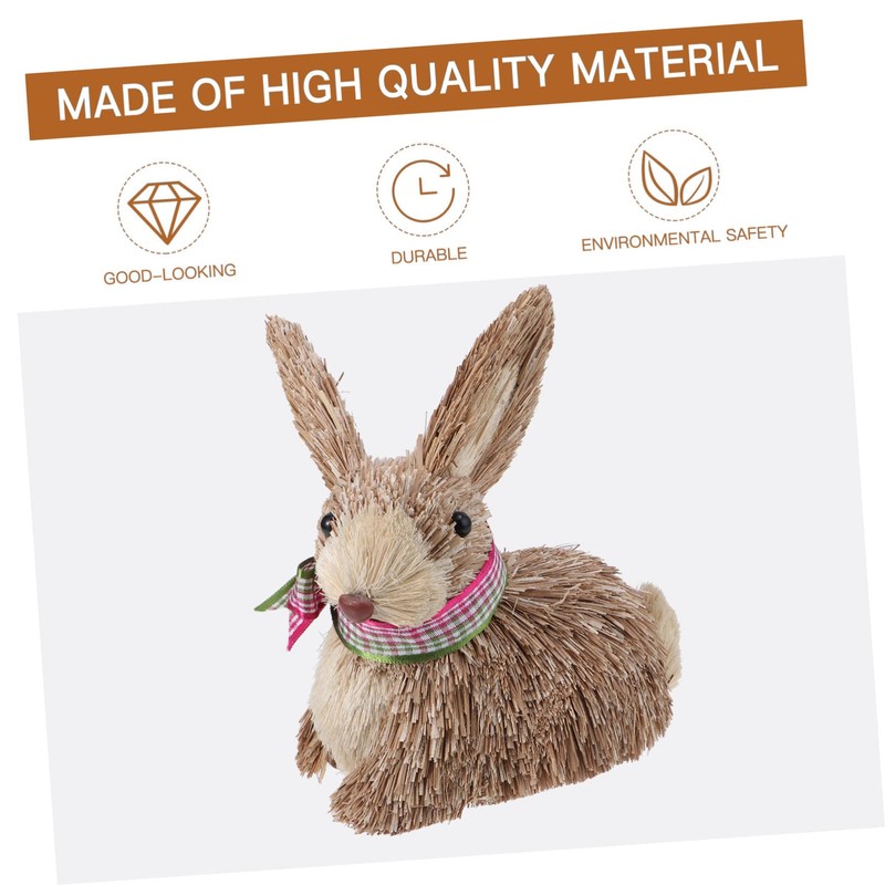BIUDECO Easter Bunny Decor Straw Rabbit Ornament Handmade Bunny Straw