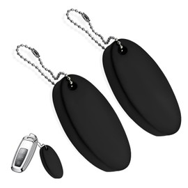 MUQIDA 2 PCS Floating Keychain, Oval Foam Floating Key Ring for Boating Fishing Surfing, Boat Key Chain for Outdoor Sports (Black)