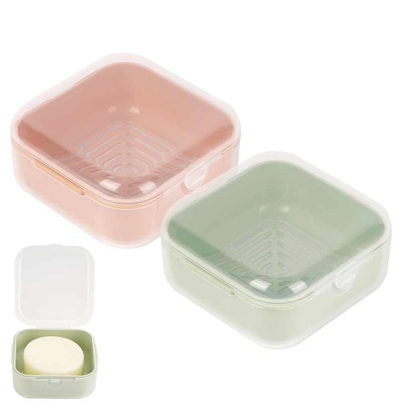 Adorila Small Travel Soap Case with Removable Drainage Tray, Pack