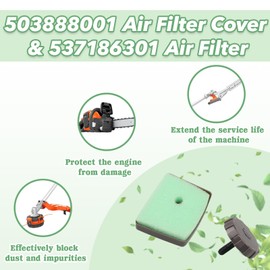 537186301 Air Filter & 503888001 Air Filter Cover- Compatible with Husqvarna 223L 322L 323L 123L 325L 323C 323R 223R 322R 123LD 123C 322C 325LX 325C