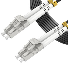 Elfcam® - 30 m Shielded Steel Fibre Optic Cable LC/UPC to LC/UPC, Suitable for Indoor and Outdoor Installations, Simplex Single Mode Black OM3 3.0 mm (30 m)