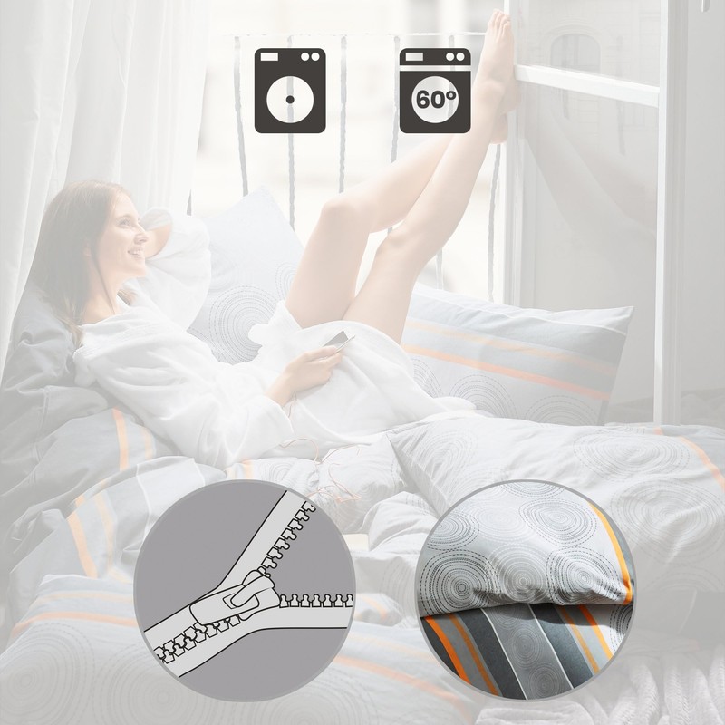 Erwin Müller Bed Linen Flannel Grey/Silver/Orange Size 155 x 200