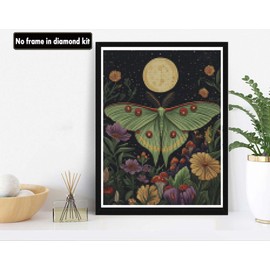 VAIIEYO 5D DIY Diamond Art Kits for Adults Moth, Diamond Painting Flower, Diamond Art Full Drill Round Rhinestone Craft Canvas for Home Wall Decor Gift 12x16 inch-70